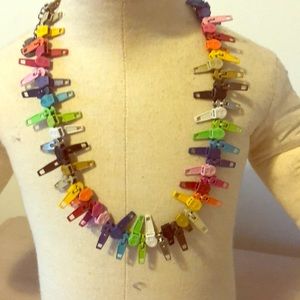 Funky multi-colored zipper necklace
